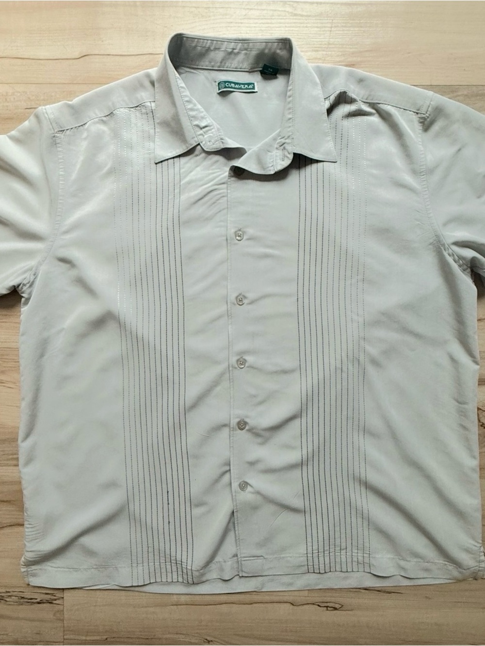 Cubavera Men’s Gray Button Up Shirt Rayon Polyester Woven Point Collar XL